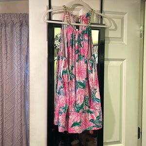 Lilly Pulitzer Pink Green Floral Halter Sundress Top